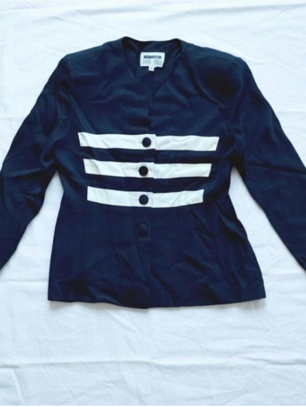 Lori Snyder Vintage Black Striped Blazer Womens Medium